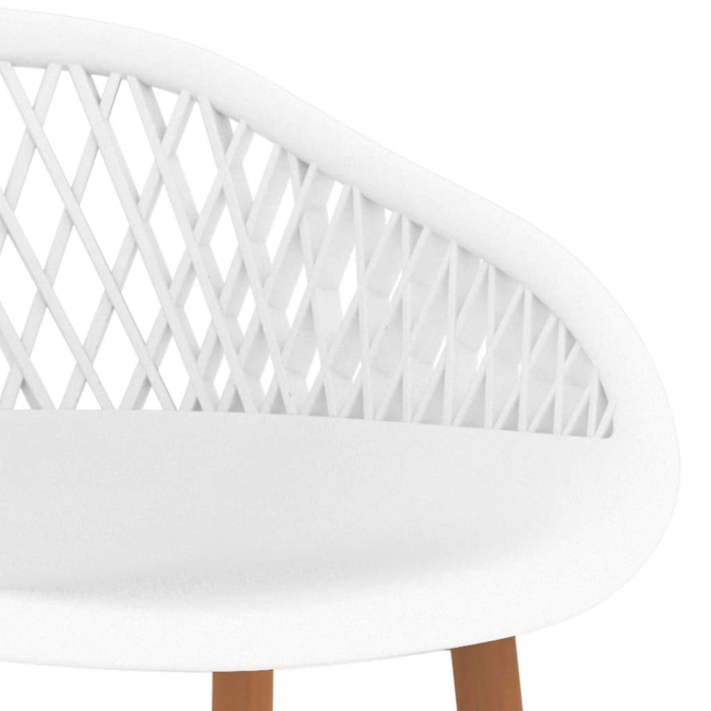 Taboret barowy, 4 szt., białe, z metalowymi nogami, o wyglądzie drewna, ergonomicznie ukształtowane siedzisko, niskie oparcie, wygląd siatki, stołek kuchenny do baru, lady, do jadalni