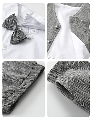 Image of A&J DESIGN Toddler Boys Formal Clothes Suspender Outfit Dress Suit 12M - 6Y