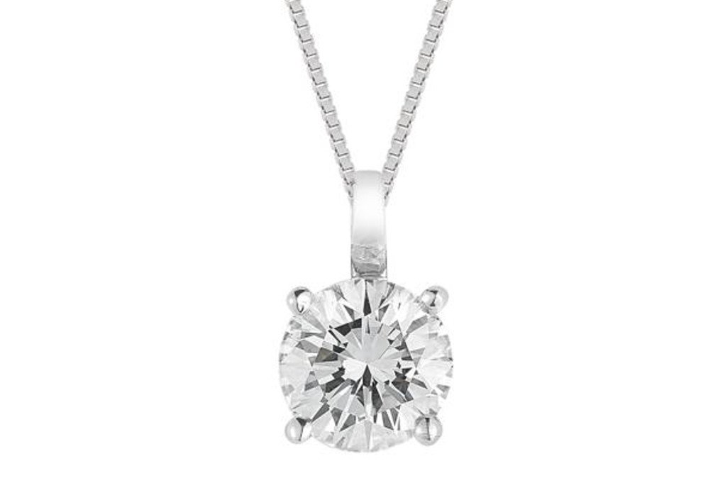 White Gold Diamond Solitaire Pendant Necklace with Grading Report - 1/3ct Natural Diamond, VS2/SI1 Clarity - Conflict-Free & Value for Money Jewelry - Includes 18 Inch Chain & Presentation Case.