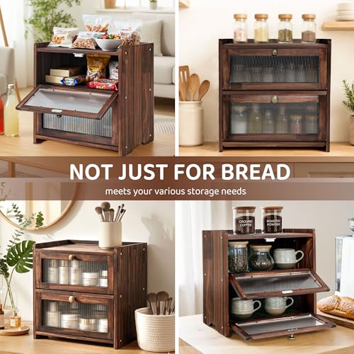 Wooden-Bread-Box-with-Acrylic-Window-for-Kitchen-Countertop-Natural-Pine-Wood-2-Layer-Large-Capacity-Vintage-Farmhouse-Kitchen-Countertop-Organizer-Raised-Top-Edge-and-Curved-Bottom
