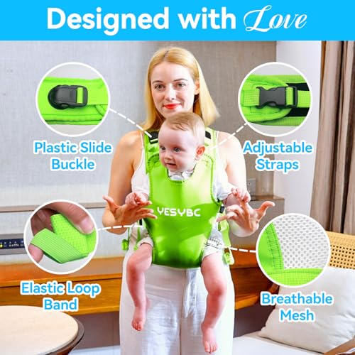 Image of Baby Carrier, Adjustable Baby Sling Support Infant Chest Holder with Drawstring Backpack for Newborn to Toddler 13-33 lbs Swimming Pool Beach Land (Green)
