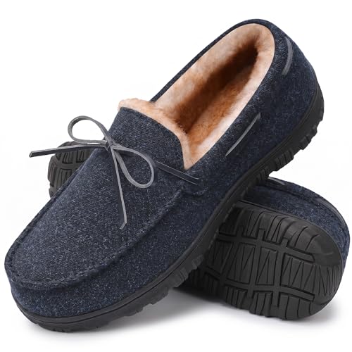 Image of MIXIN Mens Slippers Indoor Outdoor Memory Foam House Shoes Anti-Slip Moccasins Slippers for Men