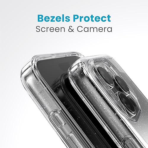 Speck MagSafe Case for iPhone 15 Pro - Drop & Camera Protection, Clear Phone Case, Wireless Charging Compatible, Fits All 6.1 Inch Models - Clear/Platinum Glitter - image 6