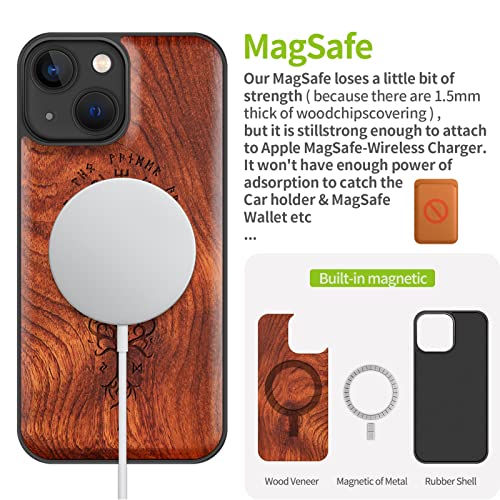 Coque antichoc iPhone 13 Mini compatible MagSafe bois TPU