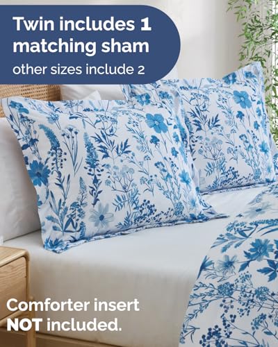 Image of Duvet Cover Twin /TXL - Floral Duvet Cover - 2 Piece - Blue Dainty Floral
