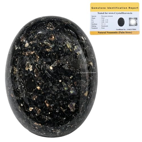 Image of Certified Large Nuummite Crystal Palm Pebbles Stones for Anxiety Stress Relief Massage - AAA Grade Original Healing Gemstone Agate Palm Stone for Yoga Meditation Spiritual Reiki Feng Shui