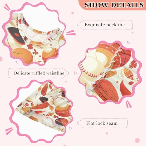 KLL Baseball Pattern Girls' Dressy Dresses Swing Jumper Skirt Spring Summer Crew Neck3