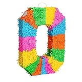 Fax Potato Number 0 Pinata | Party Accessory Decoration | 35 x 7.5 x 50cm - Green, Red, Yellow