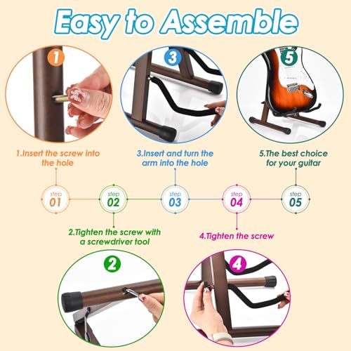 Image of Guitar Stand, Acoustic Guitar Stand, Folding A-Frame Electric Guitar Stand, Wooden Guitar Stands Floor For School Music Program, Concerts & Multiple Users, Easy to Assemble