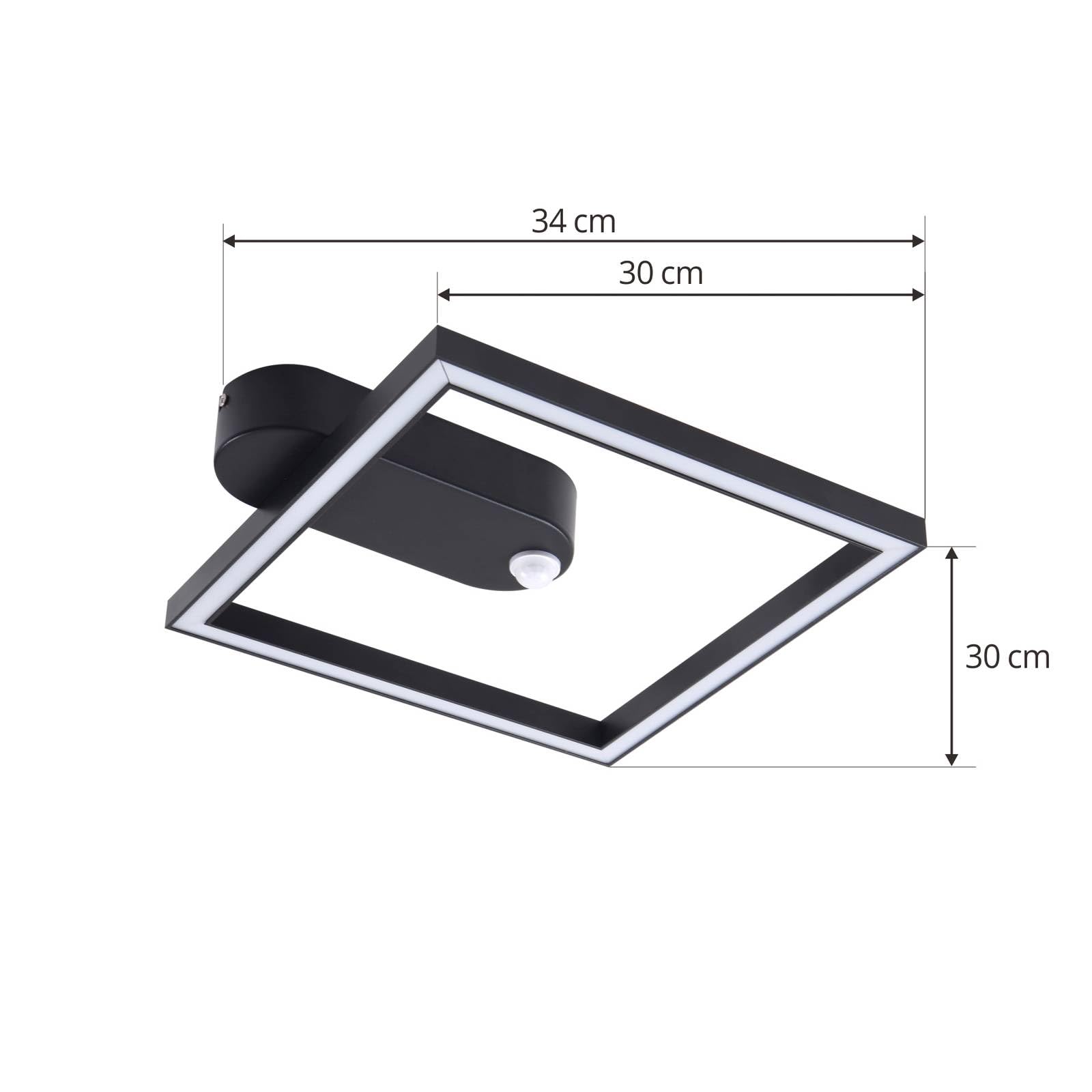Lindby LED Deckenlampe mit Sensor Yulla Bewegungsmelder (Modern) in Schwarz aus Aluminium (1 flammig,) - Deckenleuchte Lampe Flurleuchte