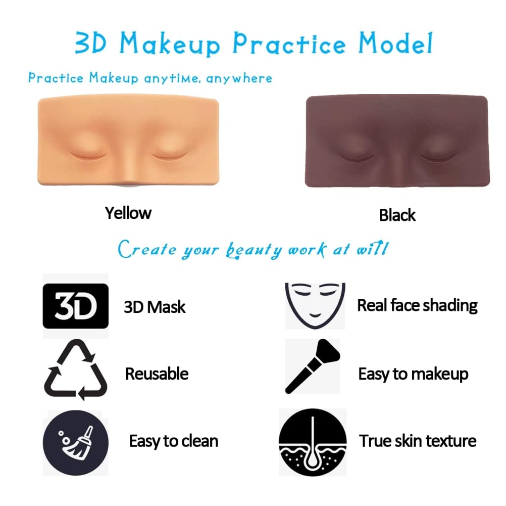 Silicone Face Eye Makeup Practice Board Realistic and Reusable Makeup Practice Training Face Painting Makeup Practice Board - Image 4