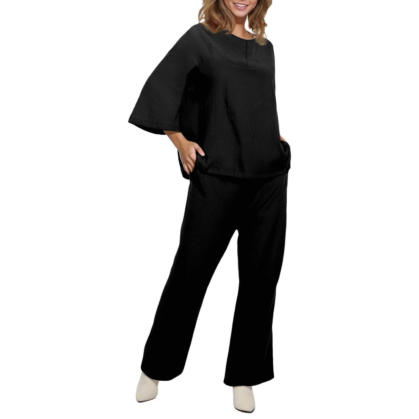 Chándal para mujer, tallas grandes, holgado, chándal largo y elegante, de verano, de dos piezas, talla corta, yoga, ropa de casa, ropa de casa, 2 piezas, ligera, ropa deportiva para mujer