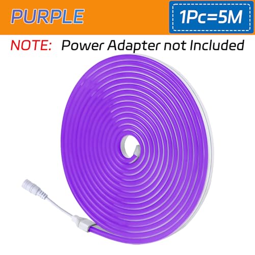 Image of Purple LED Neon Strip Lights 16.4FT /5M Flexible 12V DC Rope Light