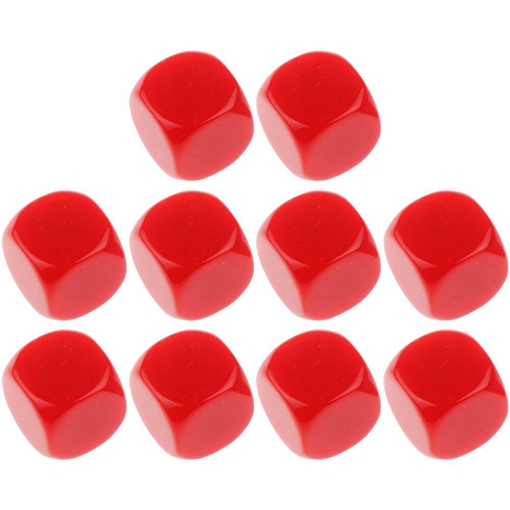 Fituenly Red 16Mm Blank Black Dice Set Acrylic Rounded Dice Cubes For Game, Party, Fun, Diy Sticker And Math Teaching