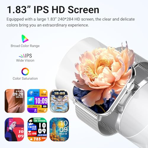 Image of Trendia Smart Watches for Women, 1.83'' HD Fitness Tracker with Answer /Make Calls, Heart Rate /Sleep /SpO2 Monitor, 120+ Sport Modes, IP68 Waterproof, Compatible iPhone /Android Silver
