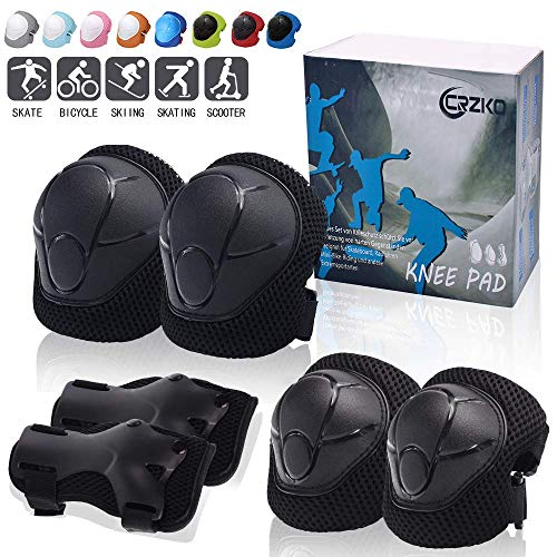 CrzKo Kids Protective Gear, Knee Pads and Elbow Pads 6 in 1 Set