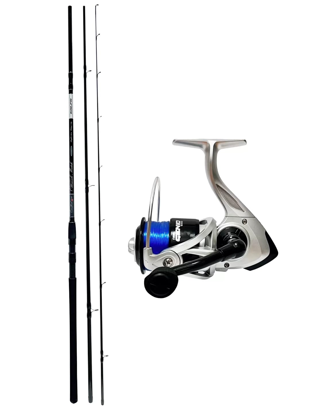 kolpo Kit pesca inglese canna 3 sezioni e mulinello da pesca con filo