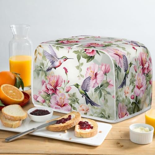 Image of Hummingbird Flowers 2 Slice Toaster Dust Cover Bread Toaster Oven Dustproof Cover Kitchen Bakeware Protector Dustproof Fingerprint Protection for Women Gift(11.4 x 7.9 x 7.5)
