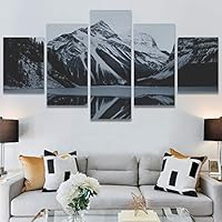 SIGNWIN 5 Panel Canvas Wall Art Dramatic Forest Landscape Living Room Orange Photography Rustic for Home Decorations Ready to Hang - 60