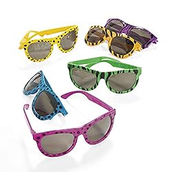 Fun Express Bright Animal Print Sunglasses (Set of 12)