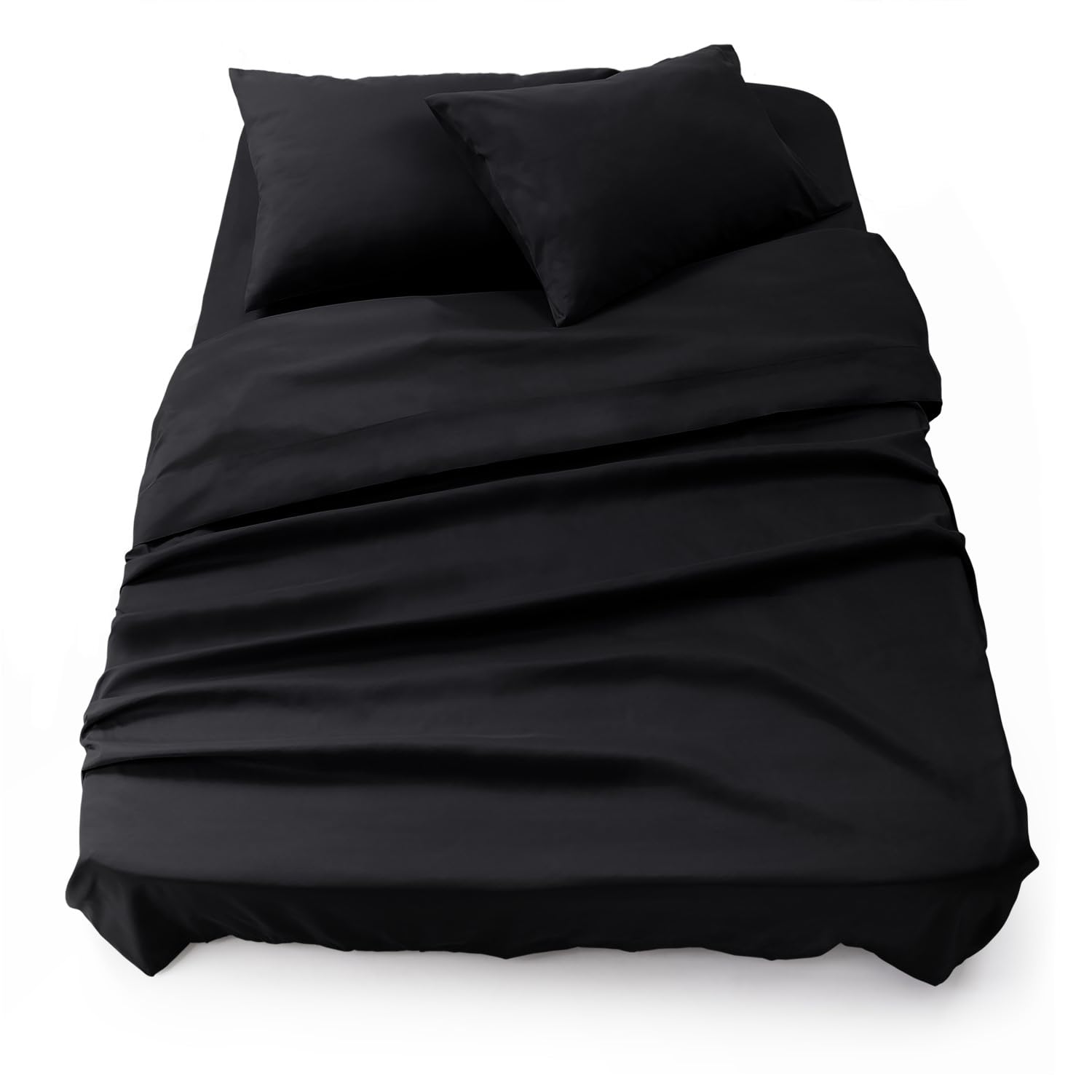 Blumtal Completo lenzuola matrimoniali 3pz - completo letto matrimoniale certificato OEKO-TEX - lenzuolo con angoli 180x200x30cm + lenzuolo 280x275cm + federa cuscino 50x80cm in microfibra - in nero