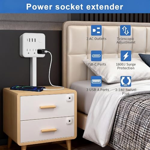 Protector eléctrico nn-szbdany modelo FDS258 con 7 tomas, 4 puertos USB, y protección contra sobrecargas, color blanco, 110V miniatura 2