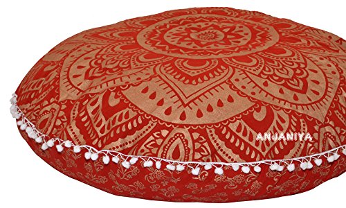 ANJANIYA - 81,3 cm Mandala-Boho-Ombre-Yoga-Meditations-Bodenkissen, bequem, für Zuhause, Auto, Bett, Sofa, Couch, Sitz, großer Überwurf, Hippie, dekorativ,...