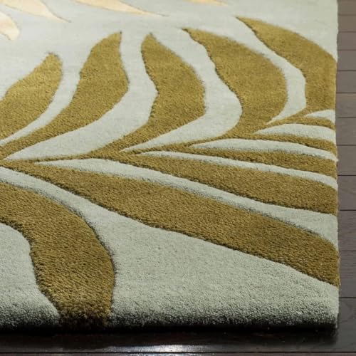 Image of Irregular Shape Handmade Woolen Carpet Green Colour Size 6x8 feet