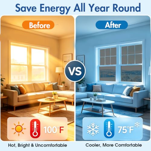 Image of Coavas One Way Privacy Window Film with 3 Tools, Reflective Window Tint for Home, Daytime Privacy See Out Not in, Heat Control & UV Blocking Adhesive Covering for Bedroom Office,17.5 x 78.7Inch,Black
