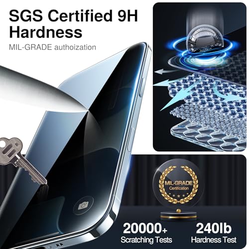 Image of SMARTDEVIL 2 Pack Privacy Screen Protector for iPhone Air, 28 Anti-Spy 9H Tempered Glass, Impact & Scratch Resistant, Auto Dust & Bubble-Free Install Frame, Easy to Install, Case-Friendly