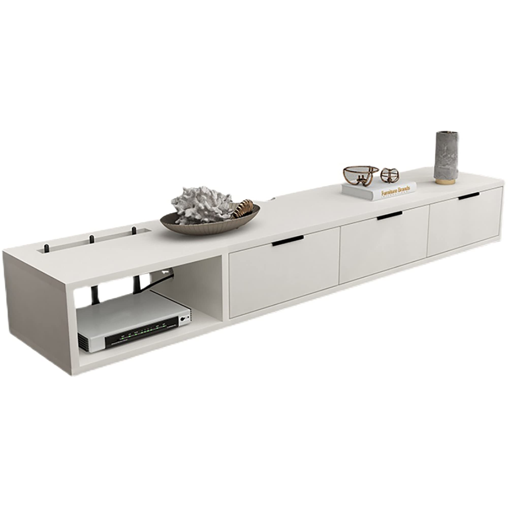 Mobile Porta TV Galleggiante Console Multimediale a Parete, Mobile Porta TV Galleggiante Multifunzionale, Mensola Componente Porta TV Galleggiante per Soggiorno Home Office (A 140X23X17Cm)
