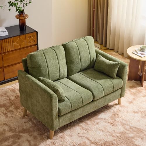 VINGLI 47.2" Tufted Chenille Loveseat, 7.9" Thick Padded Back for...