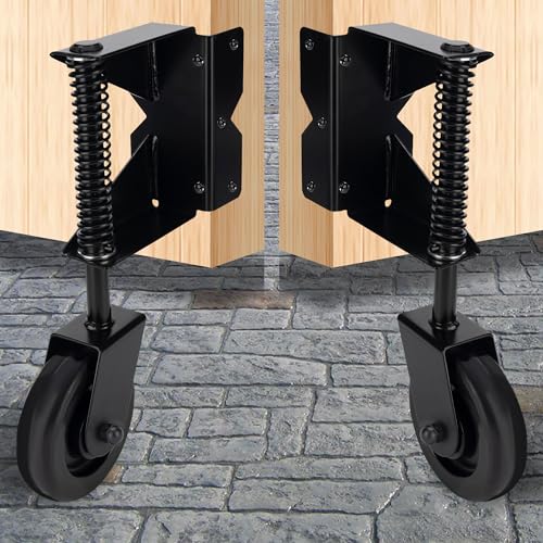 Image of Heavy Duty Spring Loaded Gate Caster Wheel With 220 Lbs Capacity, 360 Swivel, for Left & Right Wooden Farm Gates