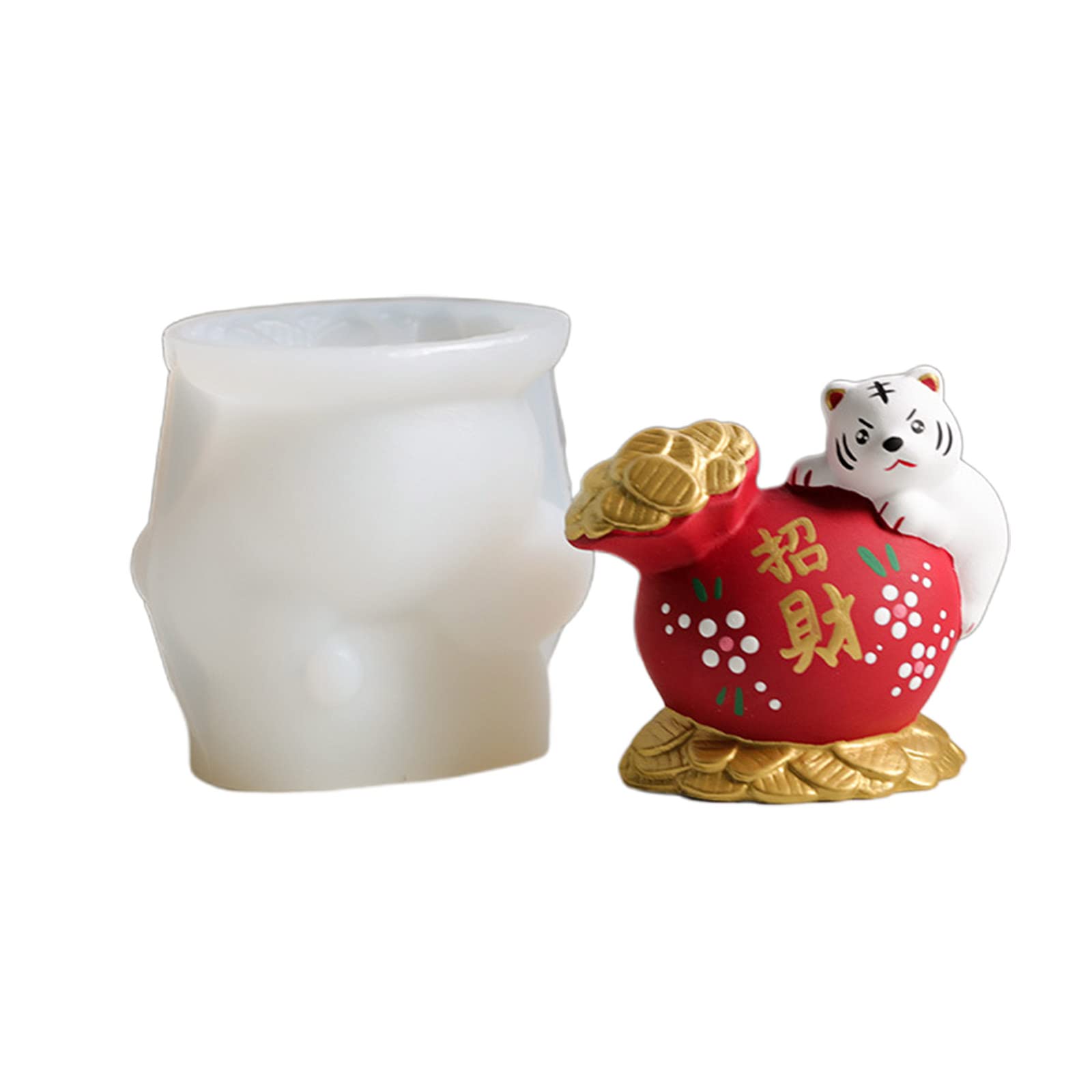 PANGBOER 2022 Cartoon Blessing Tiger Mold Chinese New Year Festive Mold Chocolate Mousse Fondant Baking Easy to Use Silicone Gypsum for Kids