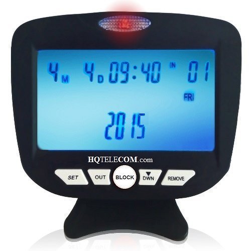 HQTelecom.com Landline Call Blacklist Blocker with Extra Large LCD Display, Blue Blacklight, Dual Self Powered, Incoming Call Alert Flashing Light