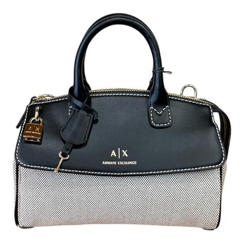 A | X ARMANI EXCHANGE Jane Bolsa de lona média com trava de logotipo, preta, Preto