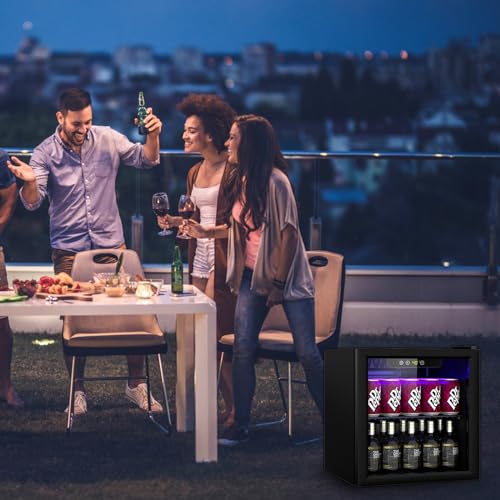 Image of DOGHLY 1.3 Cu.ft Beverage Refrigerator Cooler, 60 Cans Mini Fridge with Glass Door, and Temperature controllable switch for Soda, Beer or Wine For Office or Bar with Removable Shelves