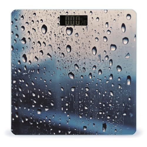 Báscula digital de baño con diseño de gotas de lluvia