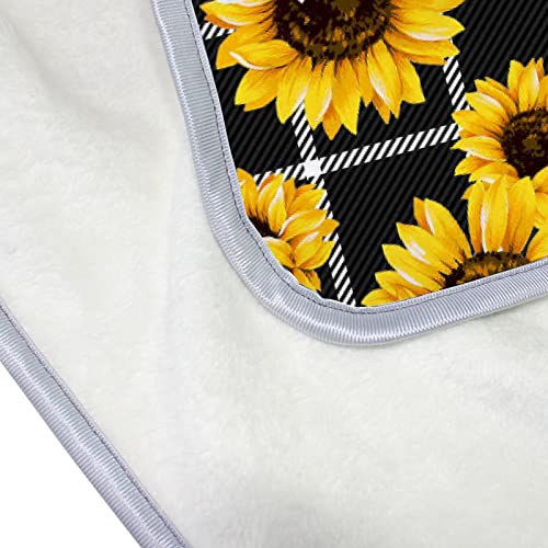 Blanket Soft Warm Tartan Plaid Sunflower Blankets Throw For Bed Couch Sofa Car Lightweight Travelling Camping 60 X 50 Inch For Kids Boys Women #TOP4