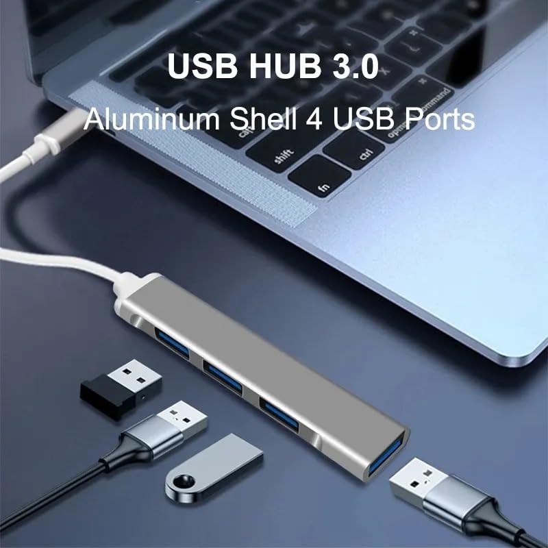 Image of REDWIND USB Hub, 4-Port USB Multiport Adapter with 1xUSB 3.0 and 3xUSB 2.0 Ports for Laptop, Windows, MacBook, PC, Flash Drives, HDD, Printer, Keyboard, Mouse, Laptop (USB to 4-USB Hub Wire)