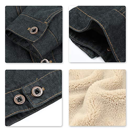 Blouson hiver denim chaud Allthemen en coton et velours épais