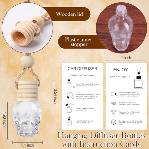 Image of Boao 25 Sets Car Air Freshener Diffuser Bottles Hanging DIY, Skull