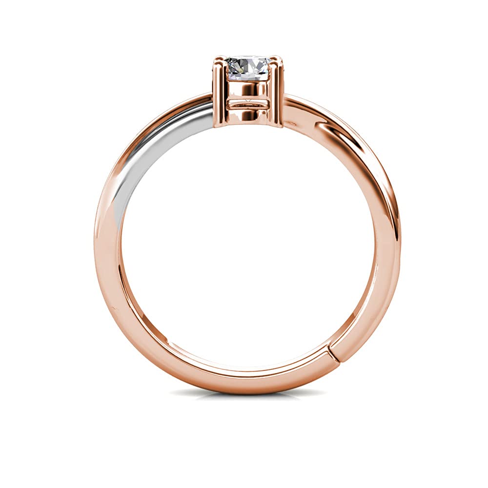 Anello Fidanzamentoda Donna in Argento Oro Rosa Massiccio 925 Solitario con Diamante Moissanite 0,6 ct