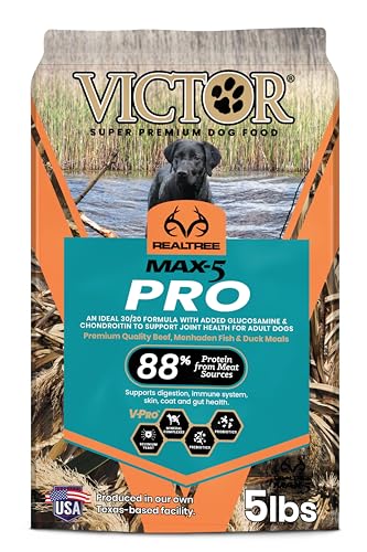 Image of VICTOR Realtree MAX-5 PRO High Protein Dry Dog Food - Gluten Free, 5 lb | Super Premium Dog Food, Promotes Joint Health with Glucosamine, 30% Protein, For Active & Sporting Adult Dogs, 5lbs