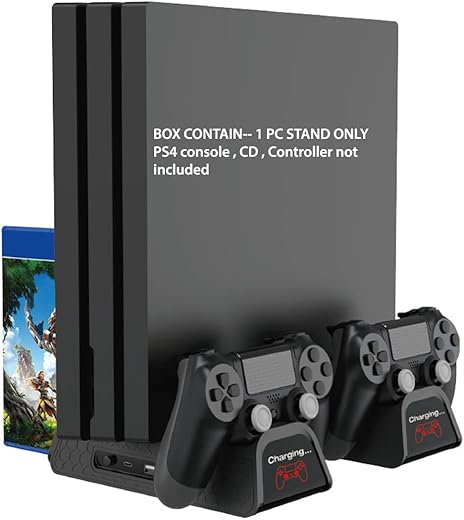 Dobe PS4/PS4 Slim/PS4 Pro Multifunctional Vertical Stand Cooling Fan Stand, Playstation 4 Controller Charger with LED Indicators, Charging Dock…