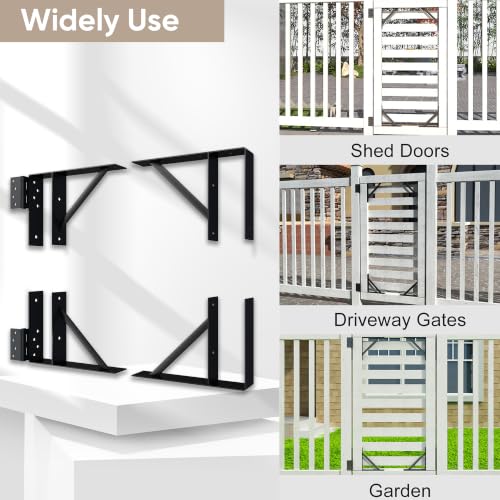Image of JUBEST 2 Pcs Heavy Duty Gate Bracket Kit for Wood Fence Gates, Black