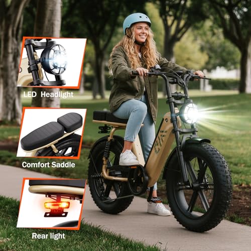 Image of TST Electric Bike for Adults 1500W Peak 20 inch Fat Tire All-Terrain E-Bike 60 Miles Electric Dirt Bike - 48V 15 AH Battery Electric Bicycle