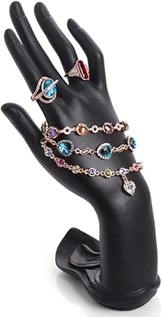 Homeanda Resin Hand Form Ok Gesture Ring Hand Chain Display Stand Holder Organizer (Black)