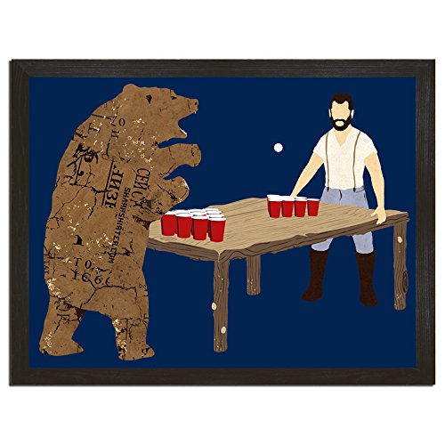 Sharp Shirter Bear Print Mancave Decor Funny Wall Art Man Cave Poster Rustic