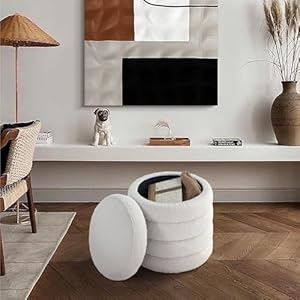 Modern round ottoman with soft padded seat storage vanity chairs for makeup upholstered footrest stool ottoman foot stool for living room bedroom  urban country home decor